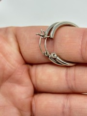Vintage 925 Sterling Silver 2.5mm Hollow Tube Hoop Earrings 1″