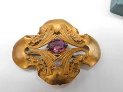 Antique Art Nouveau Art Deco 1895-1935 Amethyst Pin Brooch