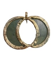 Vintage Swoboda Jade Pearl Pendant Crescent Moons Celestial Pumpkin