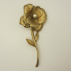 Vintage Francois By Coro Brooch Flower Textured Gold Tone Statement Large 4 Inch