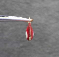 TINY Red Evil Eye Amulet Vintage Goldtone & Glass Bead Charm Pendant