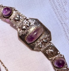 Antique Arts & Crafts 1908-1910 THEODOR FAHRNER Amethyst 935 Sterling Bracelet