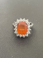 Gorgeous 14KT White Gold 4.00CT Mexican Opal & 1.00CTW Diamond Ring. S 6.5(FL419