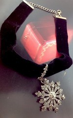 Vintage Sterlling Silver 925 Choker Collar Black Lace Velvet Necklace Pendant