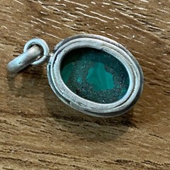 Vintage Green Onyx Oval Pendant