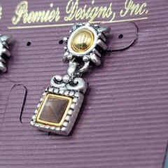 Vintage Premier Designs Pierced Earrings Silver and Gold tones Dangle 1 1/8 in