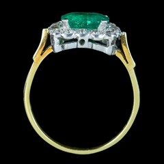 3.60 Ct Natural Emerald Art Deco Vintage Engagement Ring 14K Yellow Gold Over