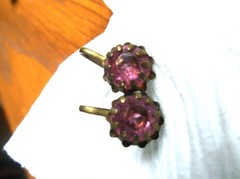 Antique Pink Earrings Screwback Prong Set Stones approx. 1/2 inch diameter