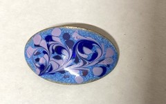6 pcs. Wholesale Lot-Enamel on Copper Med OVAL PIN-ARTISAN Made-Inga Enamels (B)