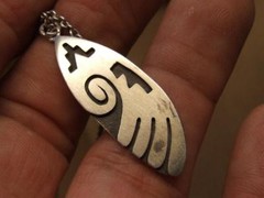 VTG Sterling Silver Southwest Symbol Pendant Signed HGR 880 Chain Necklace 9.6gr