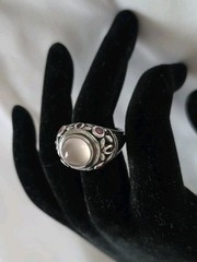 Sterling Silver 925 Moonstone Amethyst Ring Ornate Sz 9.75