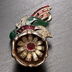 Vintage Patent-Number Trembler Figural Flower Clip / Brooch 1940s