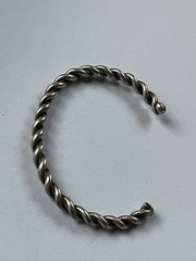 Vintage Twist Nonmagnetic Silver Cuff Bangle Bracelet – 2.25 inches in diameter