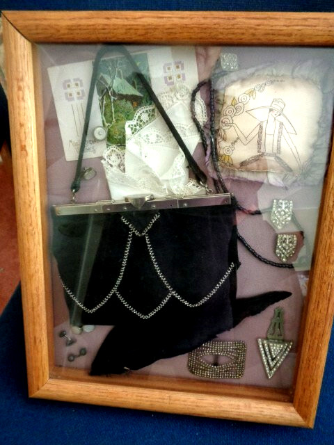 Art Deco, Nouveau, Lot Collectibles in Shadow Box (14 Items)