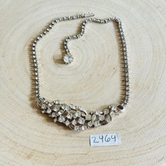 Necklace VTG Jeweled Austrian Crystal Rhinestone floral Bridal 60s Sparkly 16″