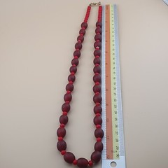 Venetian Red WhiteHeart Trade Glass Beads Necklace 12.6mm x 11.4mm & 6-7mm