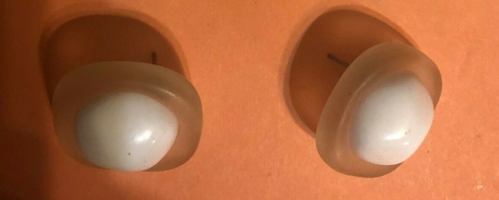 Vintage Mod Ball White Lucite Square Earrings with post backs for pierced ears