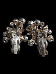 Vintage Judy Lee Goldtone Rhinstone & Clip Earrings Uranium Stones