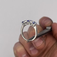 14k White Gold Ladies Oval Tanzanite and Round Diamond Band Size 5.5