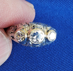 Original EARTH MINED Diamond ART Deco Engagement RING Vintage PLATINUM Trilogy