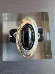 925 Sterling Silver Southwestern Style Black Onyx Stone Ring Size 9.25 US