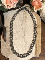 24. Vintage MEXICO 925 Sterling Silver Rolo chain link Short Necklace 14″, 45g
