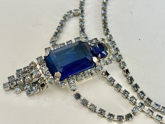 Vintage Juliana Sapphire Blue Rhinestones 3 Piece Set Necklace Earrings Bracelet