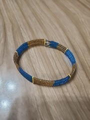 Vintage Seed Bead Bracelets Black And White Anf Gold And Blue