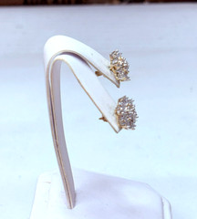 Vintage 10k Yellow Gold 1.00ct Diamond Snowflake Pierced Post Stud Earrings