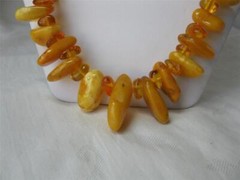 Antique Butterscotch Egg Yolk Amber Big Beads Necklace 74 Grams