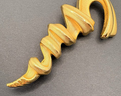 Vintage Tona Modernist Twist Corkscrew Swirl Shiny & Matte Gold Tone Brooch