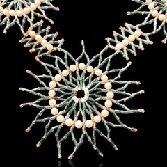 Vtg 70’s Pearl And Glass Seed Bead Southwest Native Necklace 28in Hand Made Bib