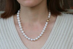 Vintage 14K Cultured Circled Graduated 8.5 ~11.4mm Pearl Strand Necklace 18.5″