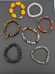 Vintage Gemstone Bracelets Stack LOT of 7 Stretch