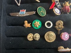 Mixed Lot of 30+ Push Back Lapel Pins Mixed Pins Vintage Flag Mother Of Pearl