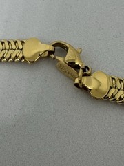Napier Gold Tone Thick Flat Chain Necklace Lobster Claw Clasp Slinky Chain