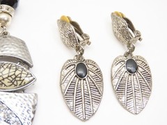Vintage Jewelry Lot Black Faceted Glass Crystals Rhinestones Cabochon + D2106