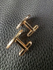 Vintage Hickok Monogram Initial P Gold Silver Tone Bullet Back Cufflinks Oval