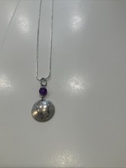 Mercury Silver Dime (90%) & Amethyst Pendant + 925 18″ Silver Chain &Earrings