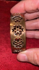 Vintage Copper Bangle Cuff Bracelet With Hearts 3/4” Wide