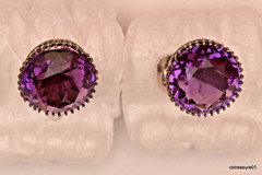 RARE Antique Sterling Silver Amethyst Cufflinks Cuff Links Approx 5ct Each