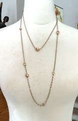 Versatile!!! Vintage!! LONG!! 48” 12k Gold Filled Ball Bead Station Necklace