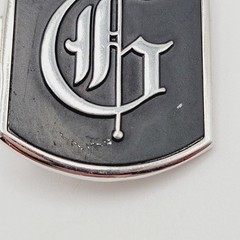 G Letter Old English Script Silver Tone Black Enamel SWANK Tie Clip Clasp