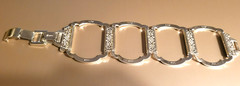 VTG Brighton Etched Flowers Wide Panels Bracelet Silver Plate, Customizable