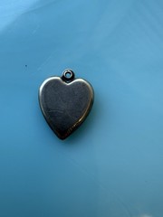Victorian Puffy Heart Peacock Bird Sterling Silver Charm Pendant .8g
