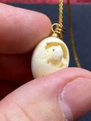 Hatching Egg Chick Charm Hand Carved 1/2″ realy cool detailed carving