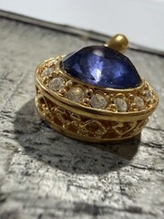Vintage NOLAN MILLER Gold-Tone Tanzanite Color Pendant #3318