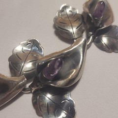 vintage PAR Taxco sterling silver (925) jewelry set with amethyst teardrops.