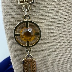 Vintage Necklace Open Bezel Gold Tone Rhinestone Filagree Flapper Opera 30”
