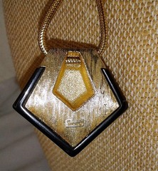 Vintage Crown Trifari Modernist Lucite Necklace Lot Black Gold Plated Geometric